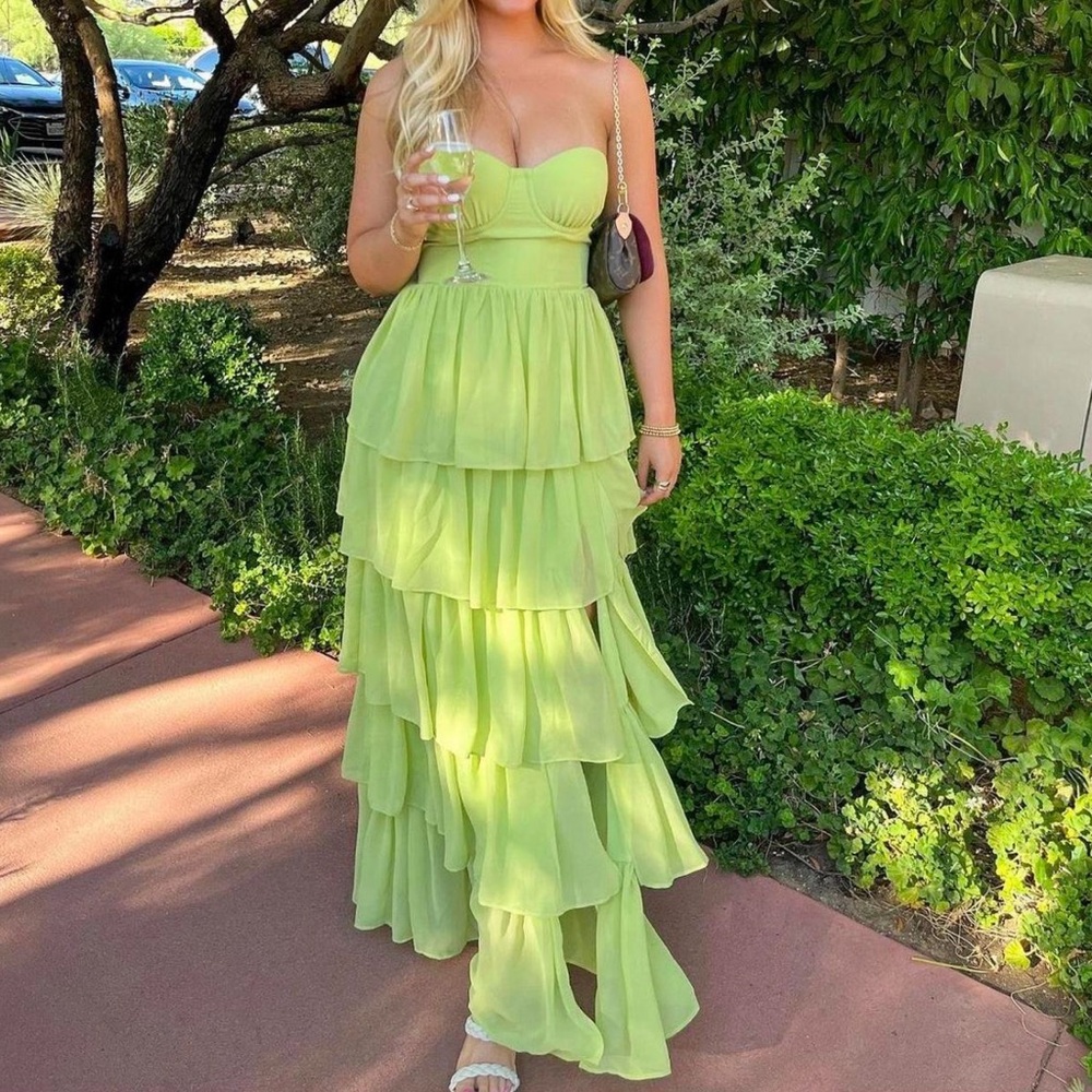Lovers + Friends green Hattie tier maxi dress